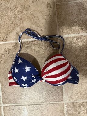 American Flag Pattern Push-Up Bikini Top - Red White Blue